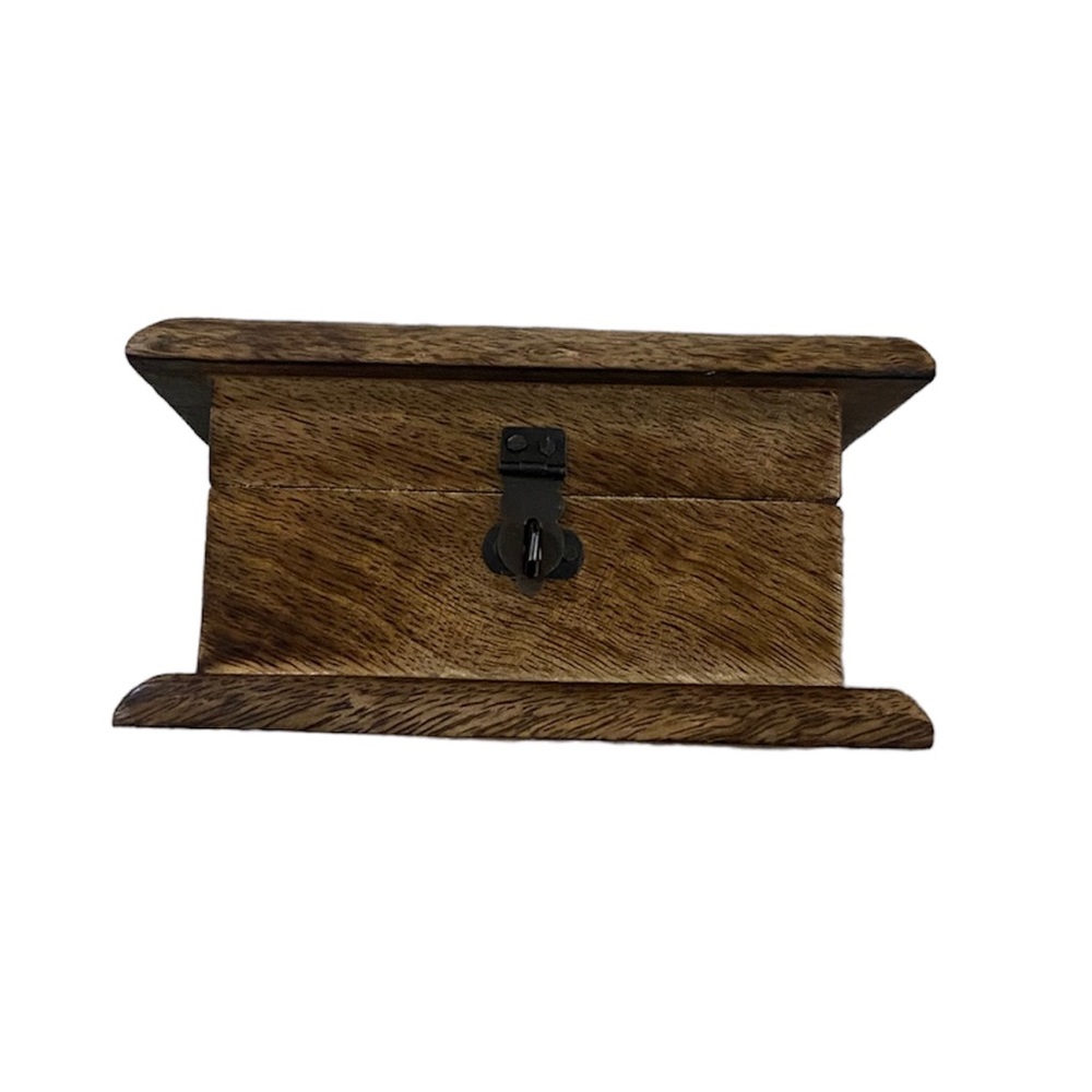 NWT Skull Wooden Hand Carved Storage Trinket Box - Picture 2 of 8